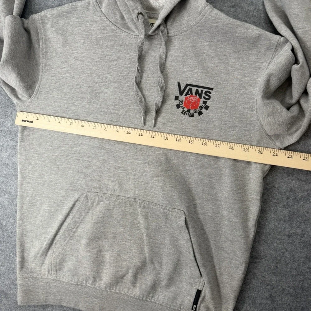 Vans Rose Off The Wall Gray Mens Small Fleece Hoodie Pullover Sweatshirt Skater